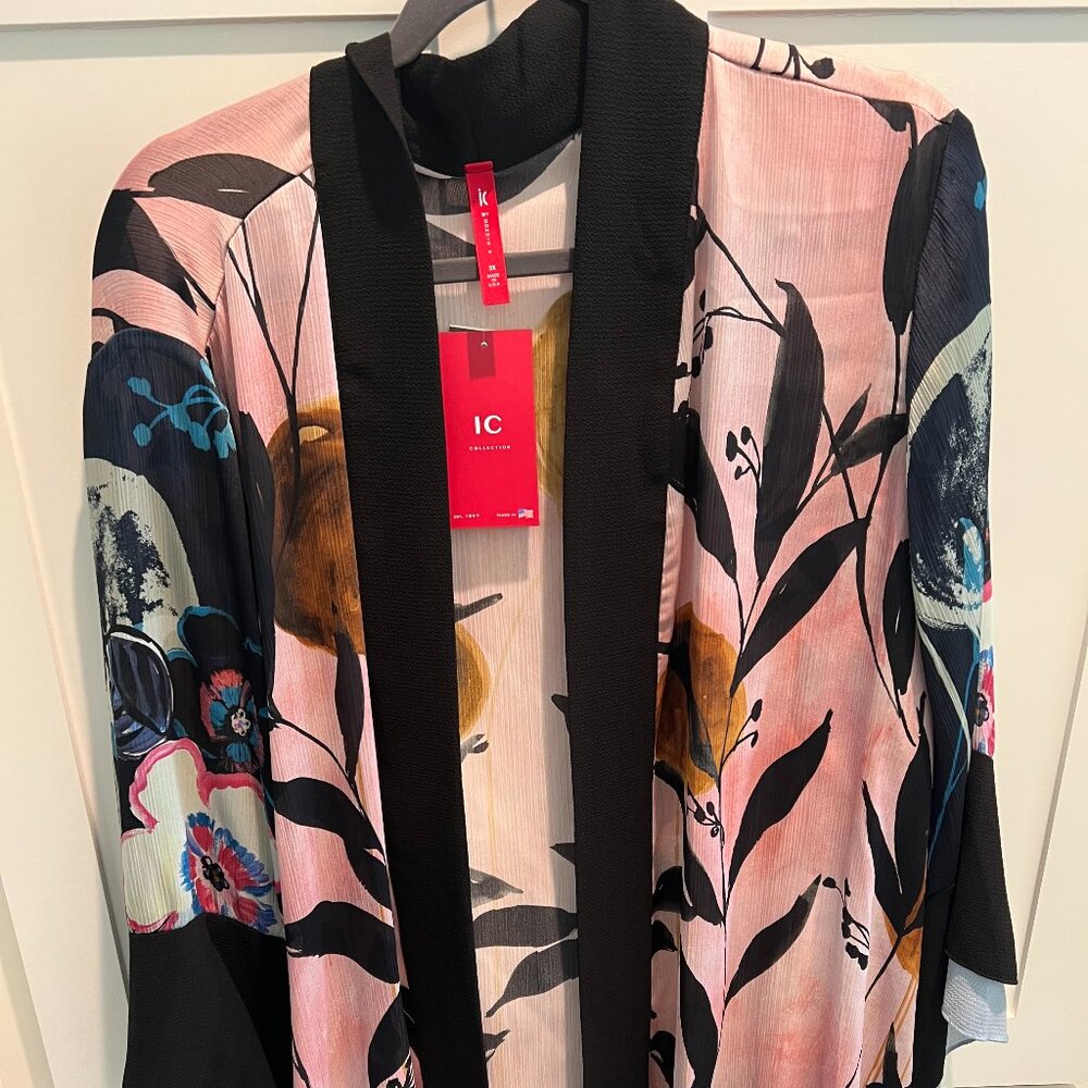 IC by Connie K  Artistic Floral Kimono, brand new with tags  Size 3X